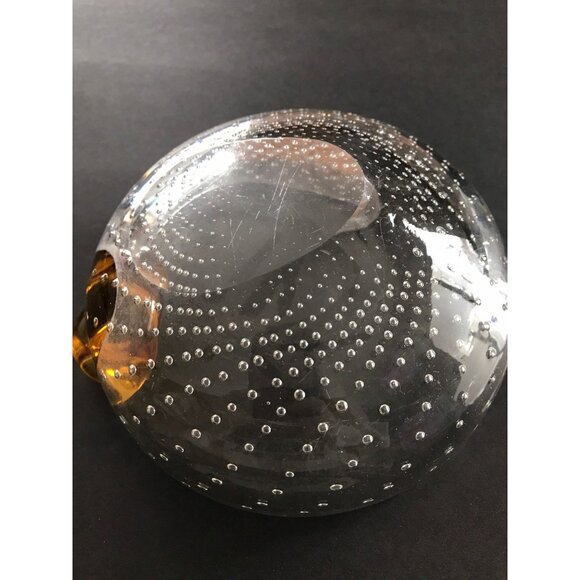 Vtg Mid Century Murano Italian Art Glass Two Cigarette Ashtray Dish Gold - Picture 8 of 8